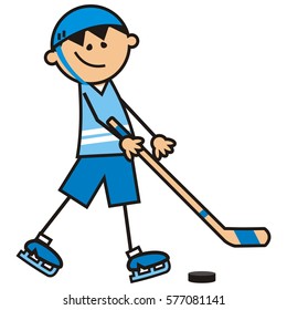 hockey player at blue dress, vector icon