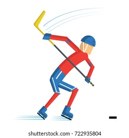 Hockey player. cartoon action Vector illustration
