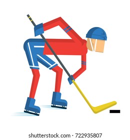 Hockey player. cartoon action Vector illustration
