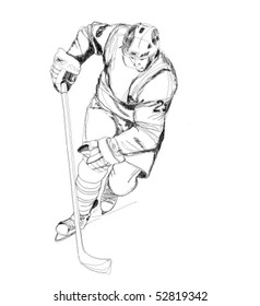 Hockey player cartoon illustration