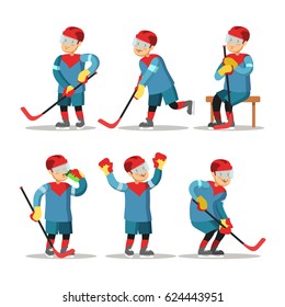 Hockey Player Cartoon. Winter Sports. Vector character illustration