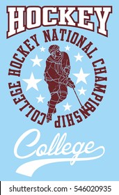 Hockey player college graphic design vector art