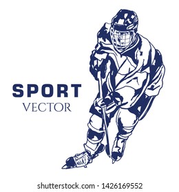 Hockey Player Drawing Vector Sport. Hockey Vector.