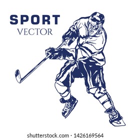 Hockey Player Drawing Vector Sport. Hockey Vector.