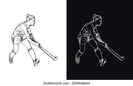 Hockey Player Drawing Vector Sport. Hockey Vector.