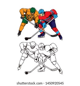 hockey player in duel vector illustration