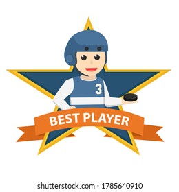 Hockey Player Emblem design character on white background