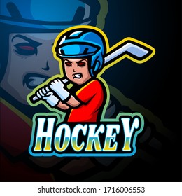 Hockey player esport logo mascot design