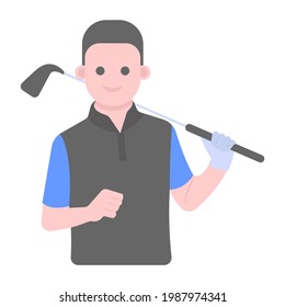 Hockey player flat vector, sports man