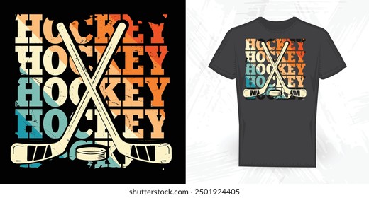 Hockey Player Funny Vintage Hockey T-shirt Design