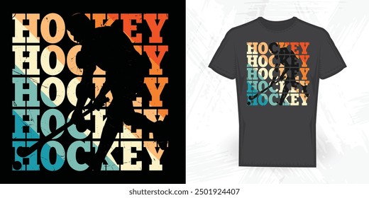 Hockey Player Funny Vintage Hockey T-shirt Design