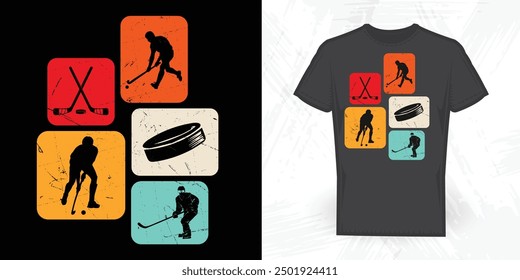 Hockey Player Funny Vintage Hockey T-shirt Design