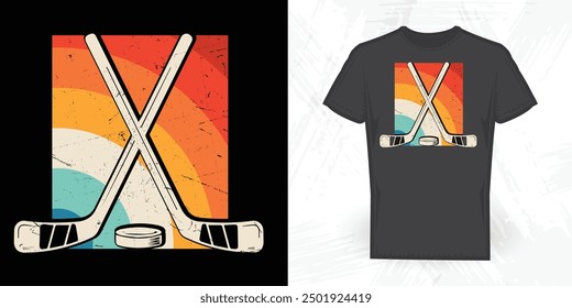 Hockey Player Funny Vintage Hockey T-shirt Design