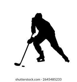 Hockey player, ice hockey isolated vector silhouette. Winter sport clip art