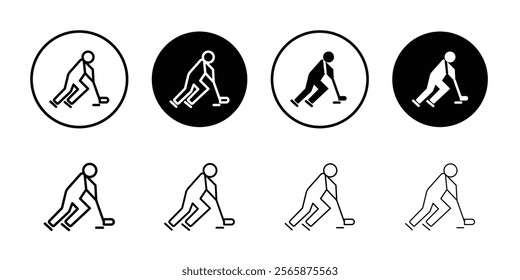 Hockey player icon Black and white outline vector