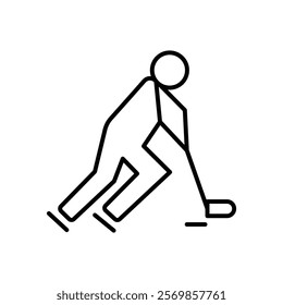 Hockey player icon Black and white outline vector