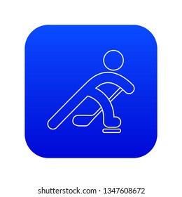 Hockey player icon blue vector isolated on white background