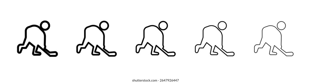 Hockey player icon isolated vector on white background set