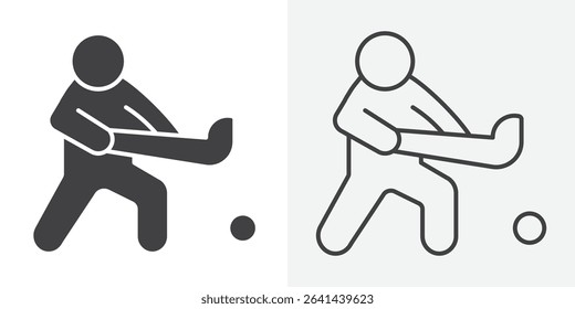 Hockey player icon Line graphics illustration