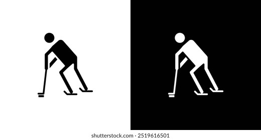 Hockey player icon linear logo isolated