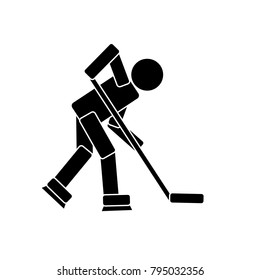 Hockey Player icon on white background. Vector illustration