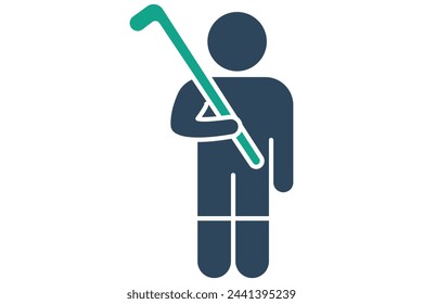 hockey player icon. icon related to sport, gym. solid icon style. element illustration.