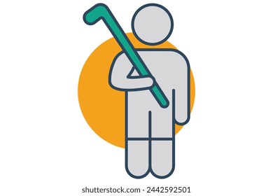 hockey player icon. icon related to sport, gym. flat line icon style. element illustration.