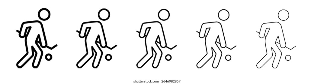 Hockey player icon thin flat outline style vector sign