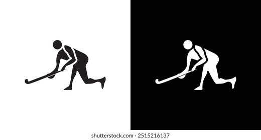 Hockey player icon Thin line flat illustration