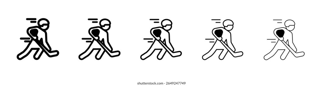 Hockey player icon thin line outline set or collection