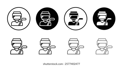 Hockey player icon Vector logo set flat