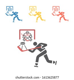 Hockey player icon. Vector signs for web graphics