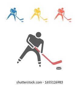 Hockey player icon. Vector signs for web graphics