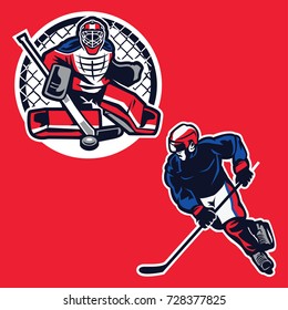 Hockey Player Illustration Vector : Layered Vector Illustration - Easy to Edit