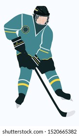 Hockey player - isolated on a white background - vector. Winter sport