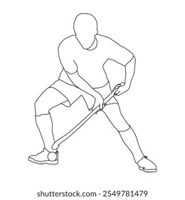 Hockey Player line art vector design. Hockey Player outline illustration design.