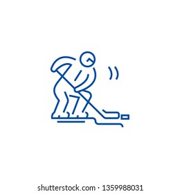 Hockey player line icon concept. Hockey player flat  vector symbol, sign, outline illustration.