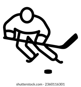 Hockey player line icon, Winter sport concept, Playing hockey sign on white background, ice hockey player icon in outline style for mobile concept and web design. Vector graphics