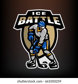 Hockey Player Logo Emblem On Dark Stock Illustration 666727558 ...