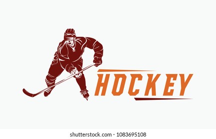 hockey player logo silhouette vector illustration