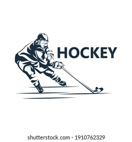 Hockey player logo template design