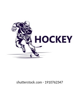 Hockey player logo template design