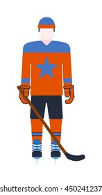 Hockey player man isolated vector illustration playing hockey