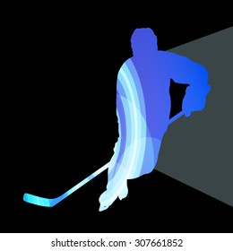 Hockey player man silhouette illustration vector background colorful concept made of transparent curved shapes
