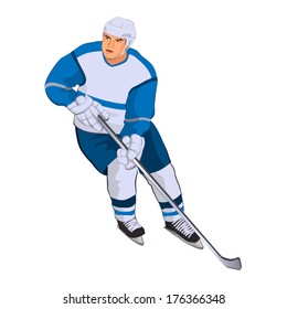 hockey player in motion. vector illustration