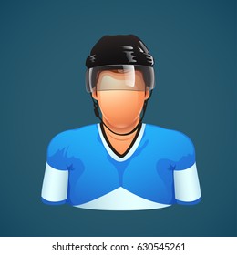 hockey player on blue background