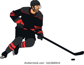 Hockey Player On Ice Vector Graphic