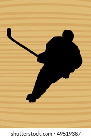 hockey player on the wooden background