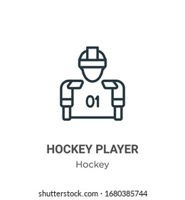 Hockey Player Outline Vector Icon. Thin Line Black Hockey Player Icon, Flat Vector Simple Element Illustration From Editable Hockey Concept Isolated Stroke On White Background