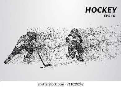 Hockey player of the particles. Silhouette of a hockey player consists of points